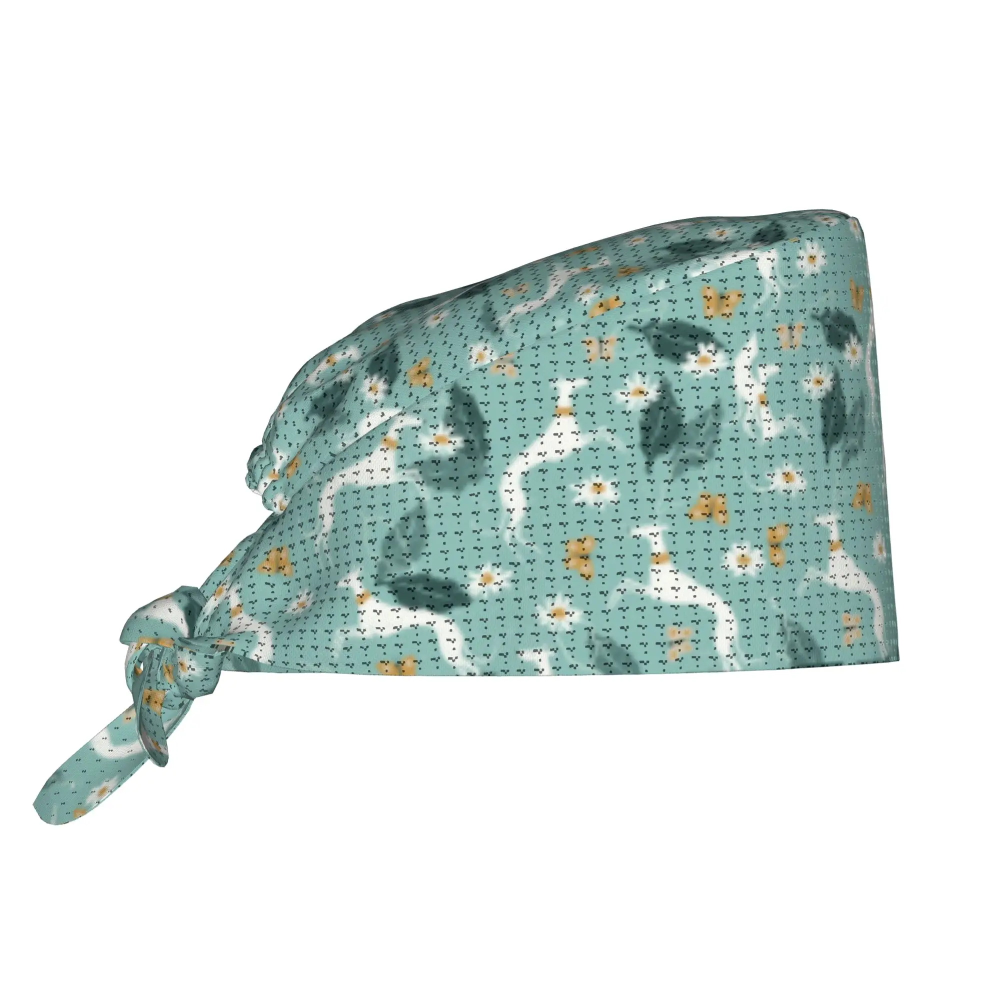 Custom Cute Greyhound And Butterfly Scrubs Cap Surgical Hats Men Women Whippet Sighthound Dog Operator Hats Lab Works Hat