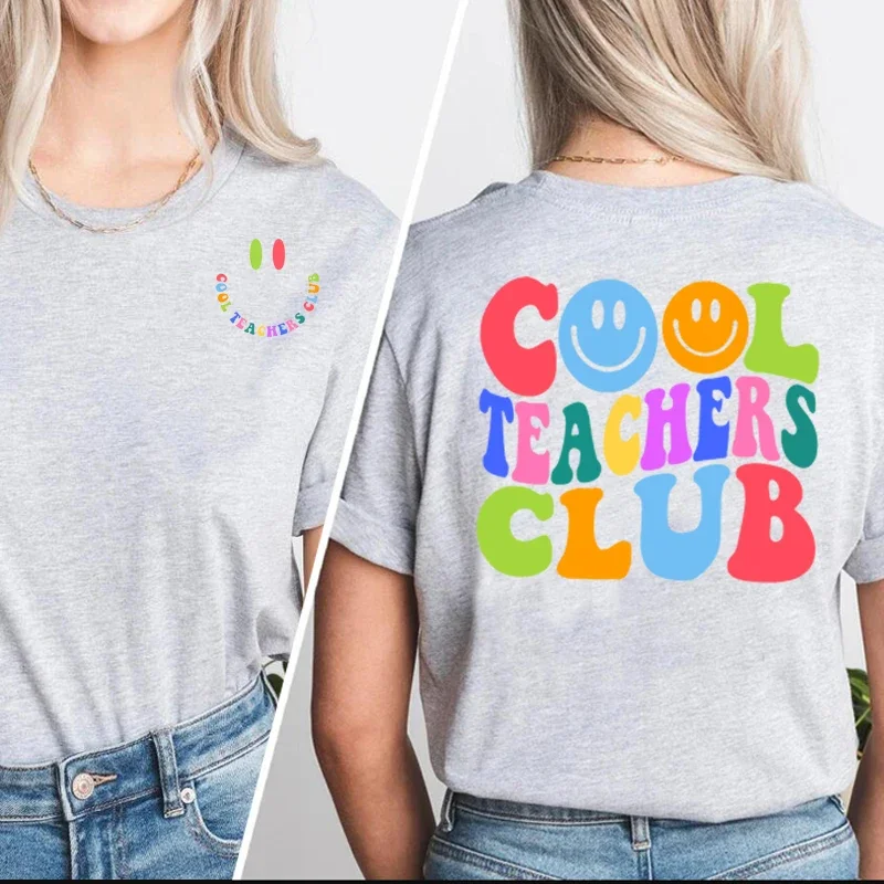 Cool Teachers Club T-shirt Women Cotton Summer Short Sleeve Teacher Life T Shirt Teach Tiny Human Tee Shirt Retro Casual Tops