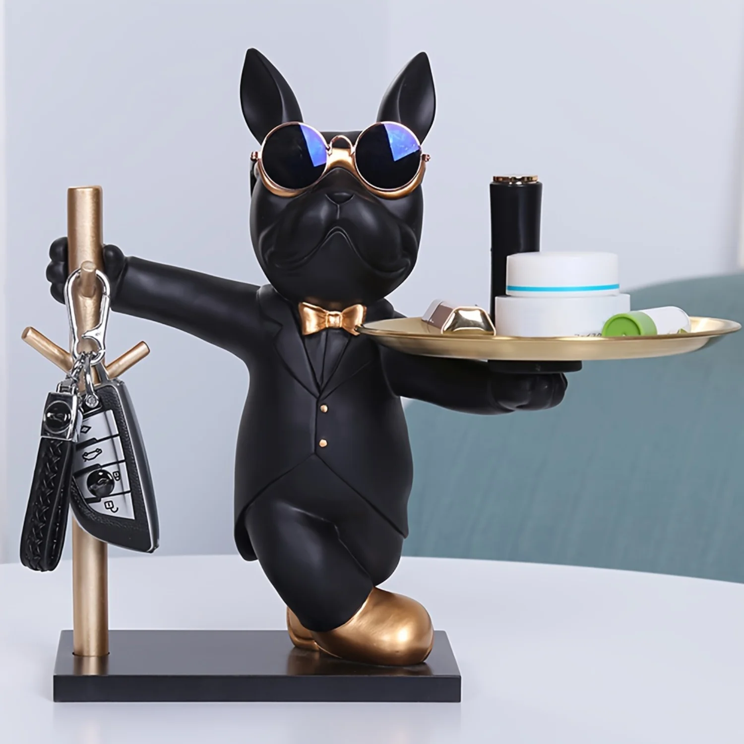 French Bulldog Statue - Metal Box & Figurine for Organization - Perfect Cafe or Living Room Accent Cowboy Lampara de tulipanes