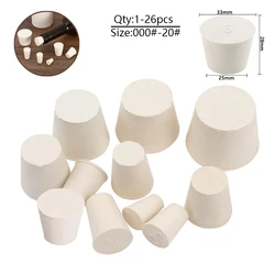 26pcs~1pcs 000#-20# Laboratory Rubber Plug Bungs Flask Tapered Tube for Lab Tube Stopper Push-In Sealing Plug