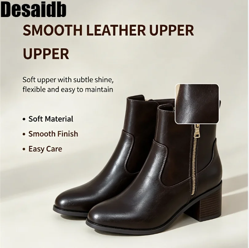 Women's British Style Ankle Boots, Premium Texture, Trendy Buckle Design, Versatile Elegant Comfortable Ankle Booties