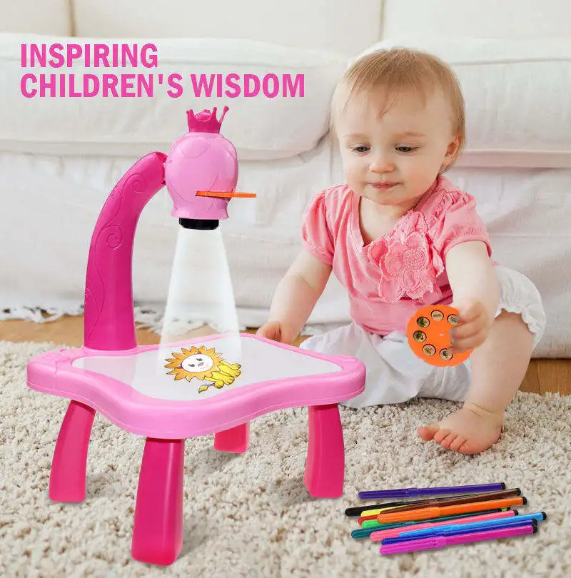 Proyector Led para niños, mesa de dibujo artístico, juguetes, tablero de pintura de escritorio, escritorio, artes y manualidades, proyección, juguete educativo de aprendizaje