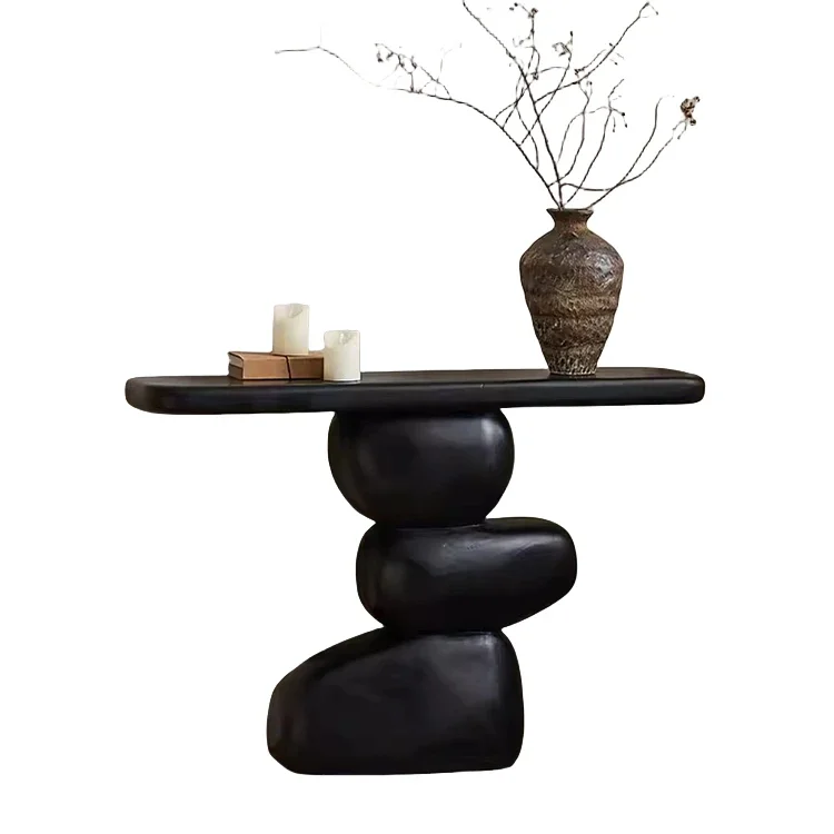 

Quiet Style Cobblestone Solid Wood Console Corridor Aisle Decoration a Long Narrow Table B & B Rock Entrance