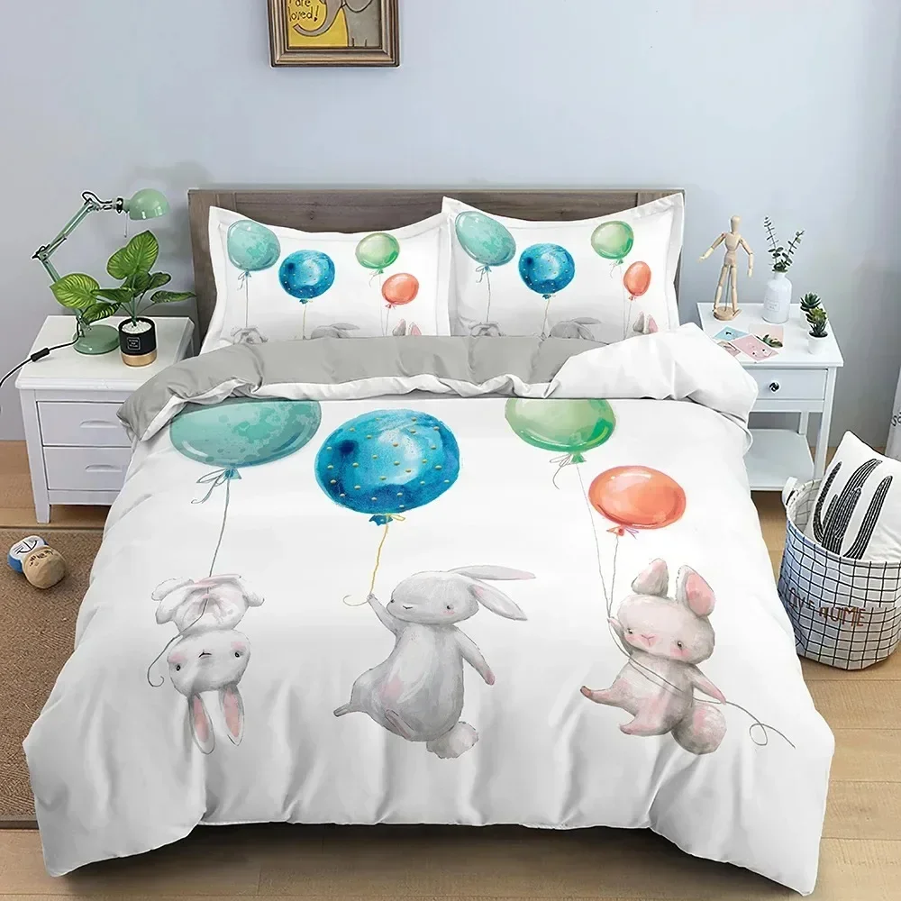 Luxury New 3D Print Cartoon Rabbit Bedding Set Boys Twin Queen Size Duvet Cover Pillowcase Bed Adult Fashion Home Textileextile