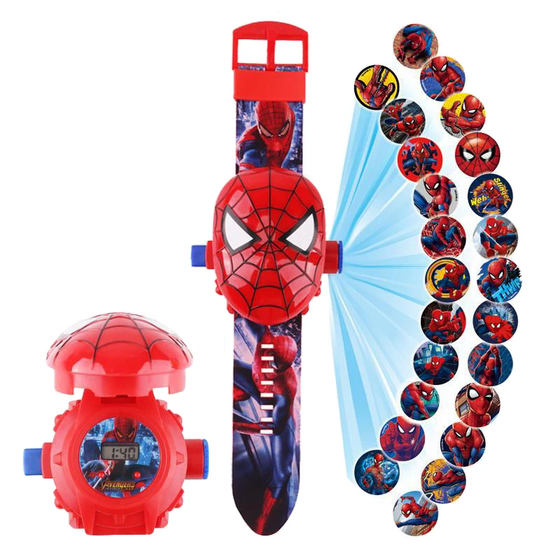 Disney Marvel Figure Spiderman Minnie McQueen 24 Projection Watch Digital Clock Student Wristwatches Kids Toy Boy Birthday Gifts