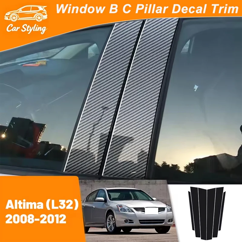 

For Nissan Altima L32 2008-2012 2009 2010 2011 Carbon Fiber Window Door Column Deal B C Pillar Post Cover Trim Sticker