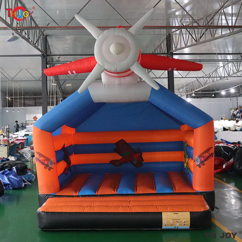 منزل Air Luxe Deluxe 4x4m قابل للنفخ على شكل طائرة مع منزلق وحفرة كروية لحفلات ممتعة للأطفال