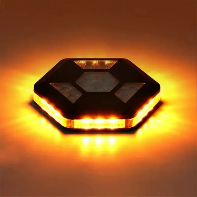 360 Degree Rotating LED Magnetic Warning Light Flashing Rechargeable Yellow White Traffic Safety Flash Car Safety Signal Light