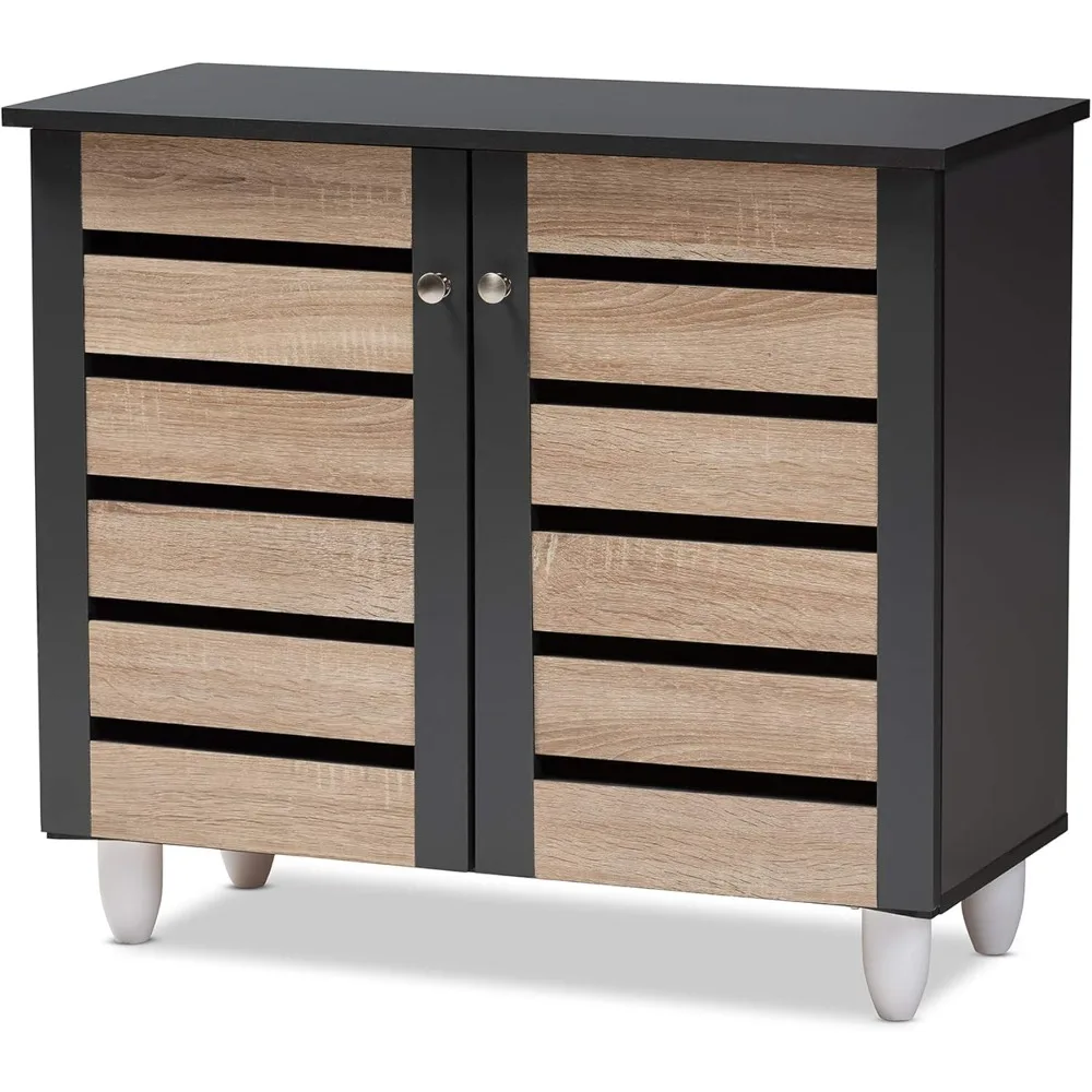 Shoe Cabinets, One Size, Oak/Dark Gray