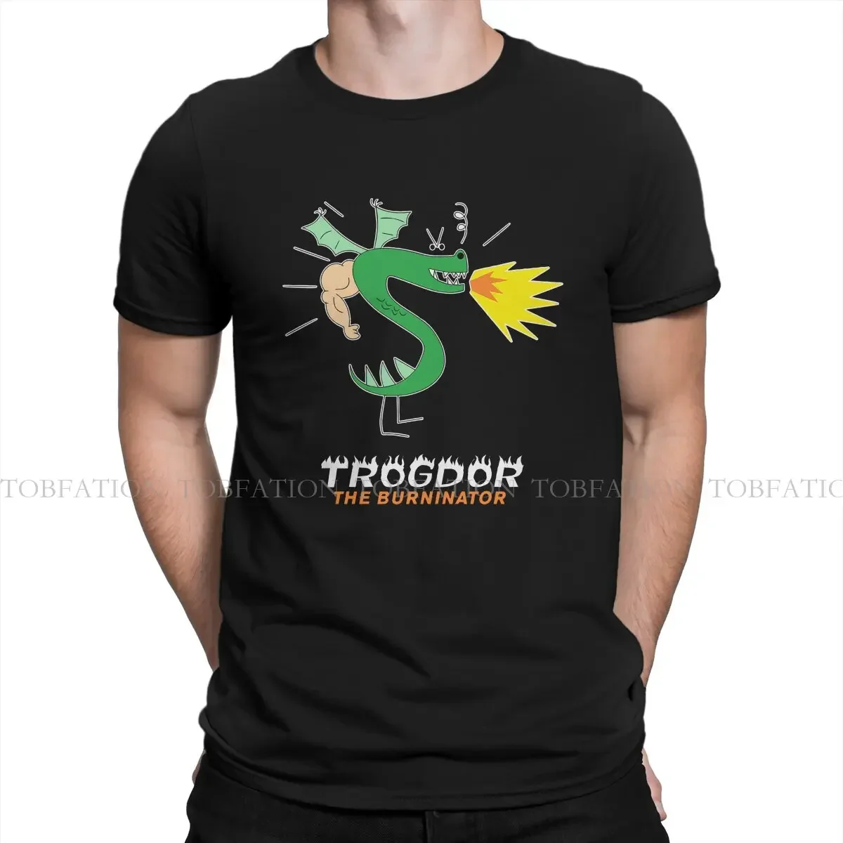 Meme TShirt for Men Trogdor the Burninator Dragon Essential Humor Summer 100% Cotton Tee T Shirt High Quality Trendy Fluffy