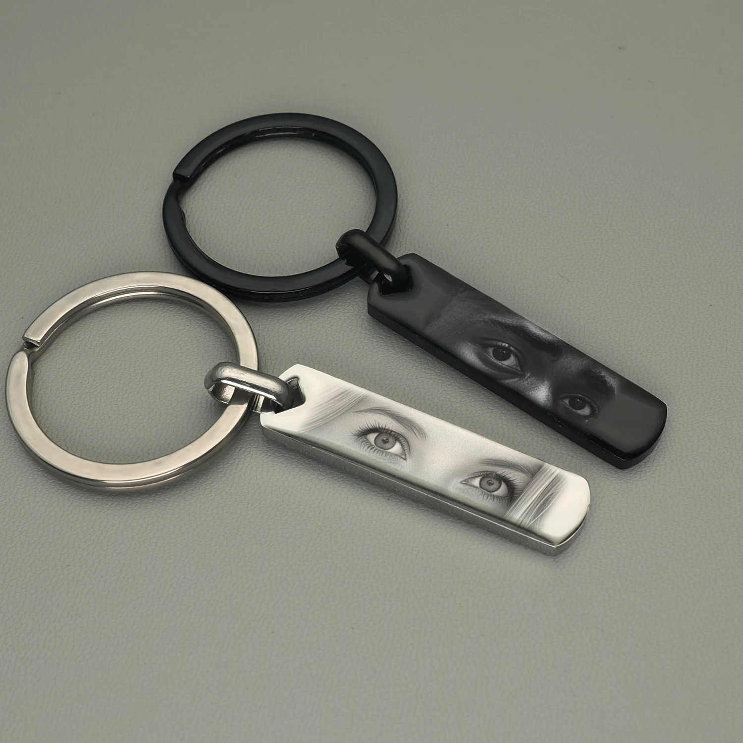 تخصيص عيون صور مفتاح سلسلة عيون محفورة صور زوجين مفتاح سلسلة مجوهرات هدايا للحبيب #3