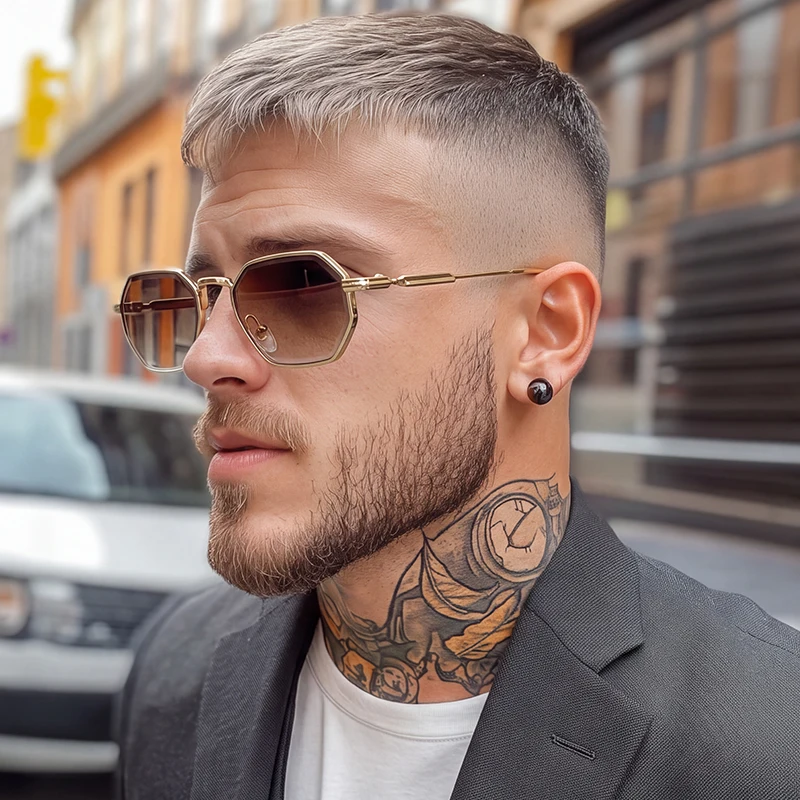Steampunk Square Sunglasses Men 2026 Luxury Designer Vintage Small Metal Octagon Punk Driving Sun Glasses For Male Shades UV400