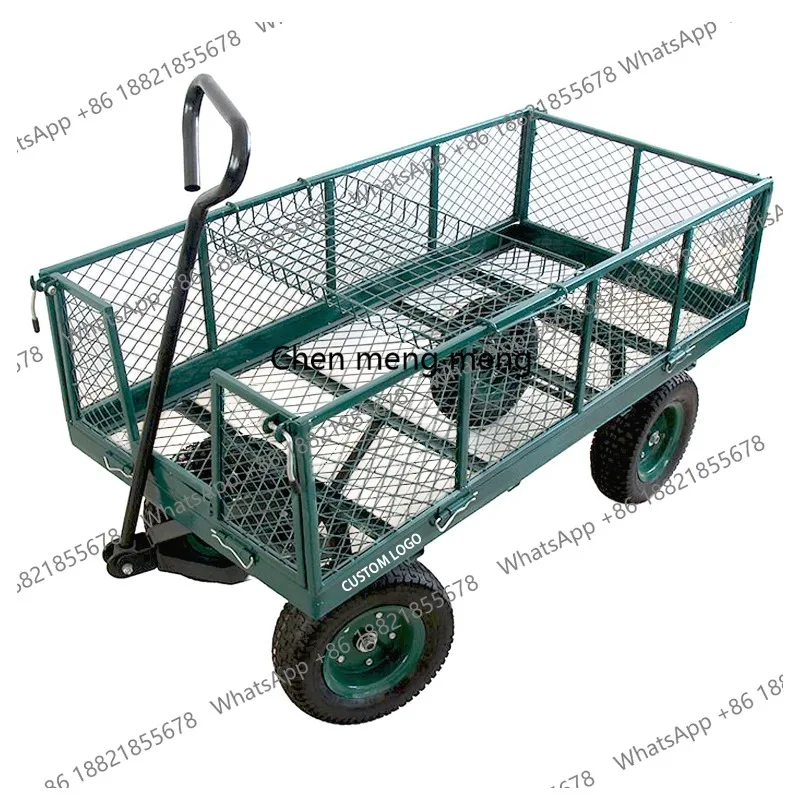 Yellow Garden Cart Folding Utility Wagon with Heavy Duty Garden Cart 1200 lbs