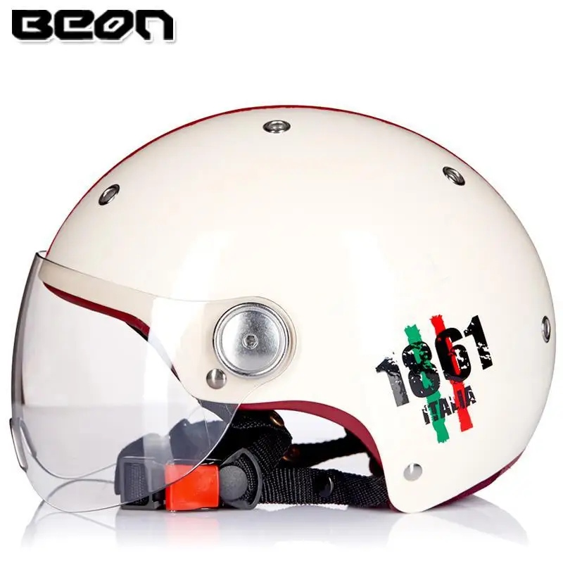 BEON B103 Open Face Motorcycle Helmet Clear Visor Retro Half Helmet Men Women Scooter Riding Helmet Urban Commuter Gear