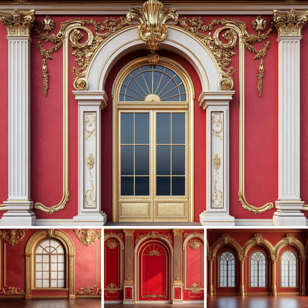 

Photography Background Vintage Interior European Red Wall Adult Birthday Party Wedding Portrait Decor Backdrop Photo Studio