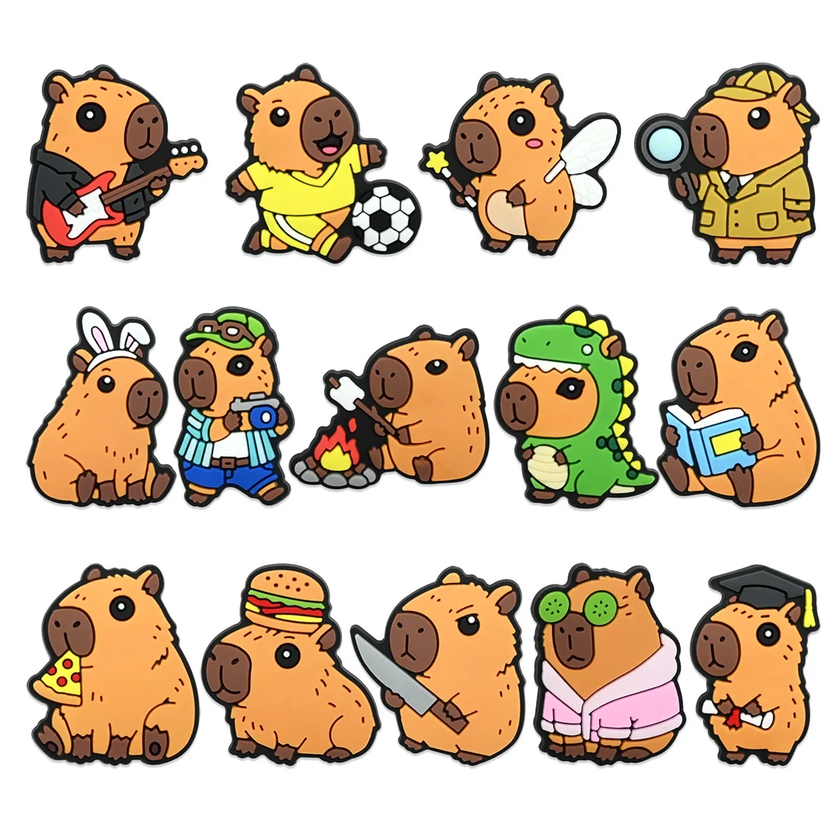 10-50Pcs Cute Capybara Series Shoe Charms For Slides Clog Sandals Shoes Decorations Accessories Buckle For Friend Party Gifts
