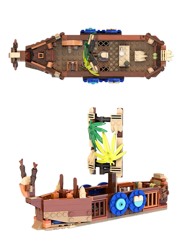 창의적인 조립을 위한 MOC 블록 장난감 작은 나무 보트 모델 세트. 244개 조각이 함께 제공됩니다. 모든 애호가를 위한 이상적인 선물.