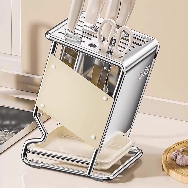 

Stainless steel kitchen knife holder rack, countertop multifunctional chopsticks knife holder kitchen knife storage rack