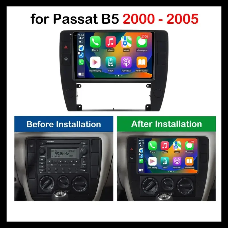 Android 15 Carplay Car Radio For Volkswagen Passat B5 2000 2001 2002 - 2005 Navigation GPS Multimedia Player WiFi+4G stereo BT