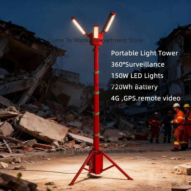 

Portable Telescopic LED Light Tower with Tripod Stand Height Adjustable Work Light for Rescue Site, Construction Site,Camping