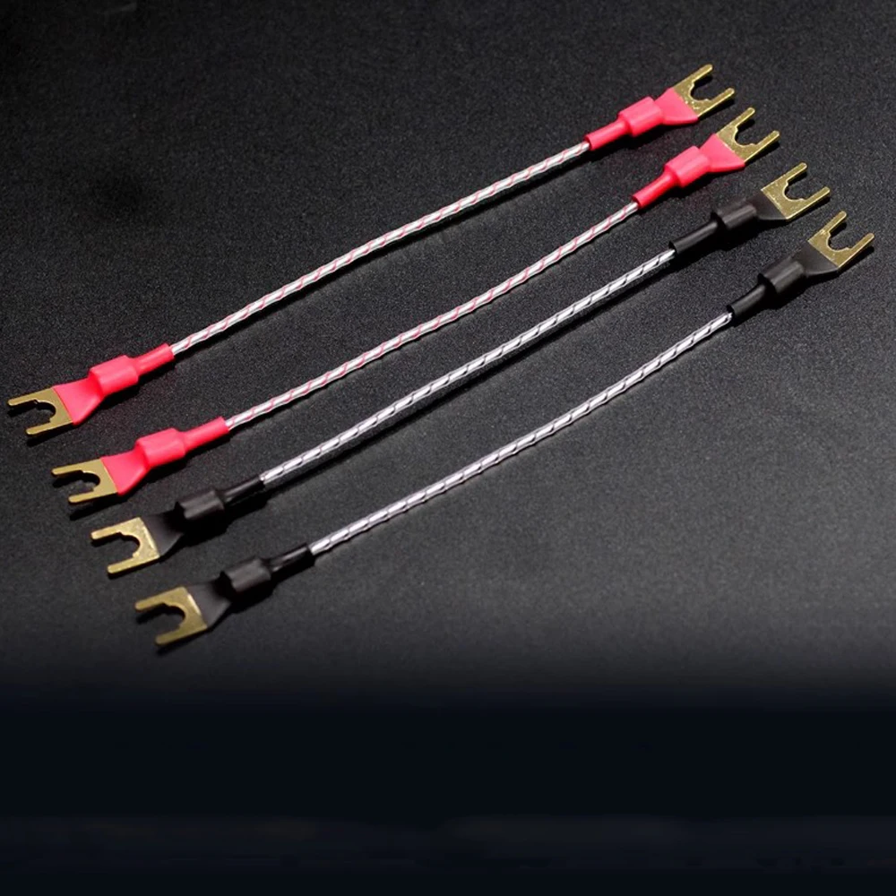 

4PCS/set Hi-End Jump Cable Speaker Bridge Cable for speakers Silver Plated cable Gold plated spade Plug
