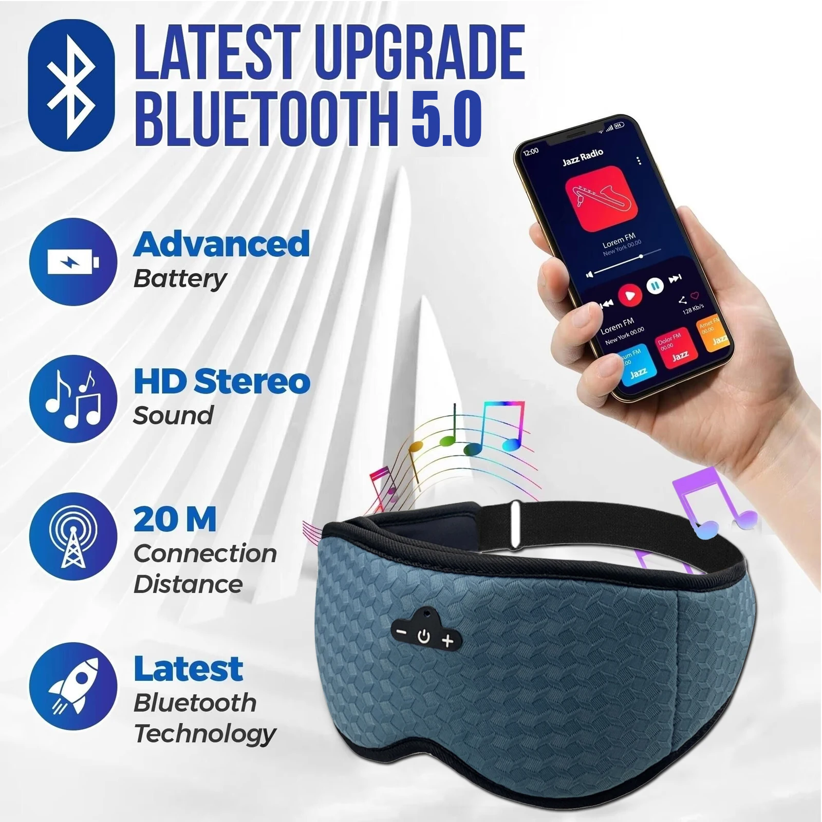 

3D Bluetooth маска для глаз беспроводные стереонаушники для сна удобные моющиеся повязки на глаза громкой связи маска для глаз для домашних путешествий