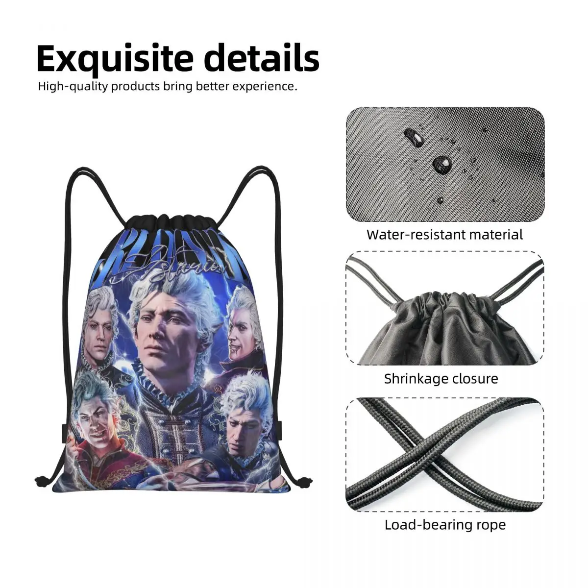 Astarion Bulders Gate mochila con cordón, bolsa deportiva para gimnasio, juego, Sackpack de cuerdas para Yoga