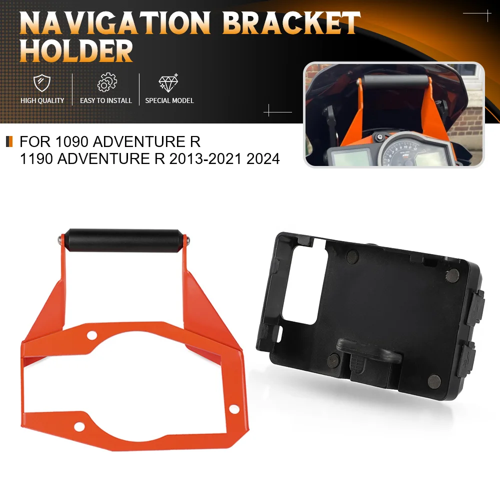 

For 1090 Adventure R 1190 ADVENTURE R 2013-2021 2024 Motorcycle GPS Mounting Adapter Above Instruments Navigation Bracket Holder