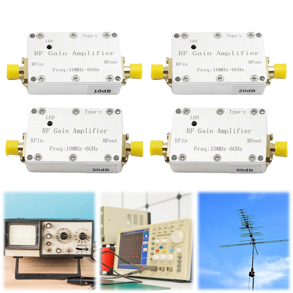 10MHZ-6GHz LNA High Flatness Receiver Amplifier 10dB 20dB 30dB 40dB RF Drive Drone Image Transmission Hackrf One GPS Radio FM