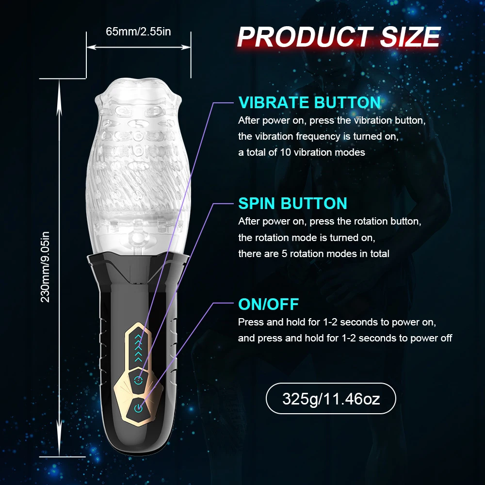 Rotating Vibrating Masturbator for Men Real Oral Sex Glans Trainer Penis Massage Male Masturbator Glans Vibrator Sex Toy for Men