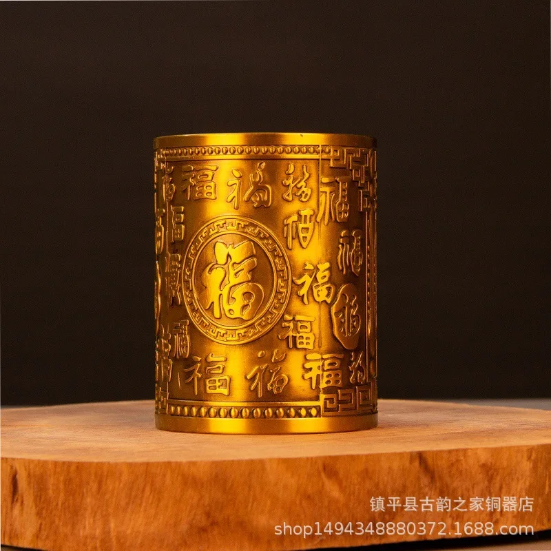 

Латунный настольный органайзер для офиса, декоративный подсвечник-подставка для ручек Baifu, с изображением сливы, орхидеи, бамбука, хризантемы, для дома и офиса