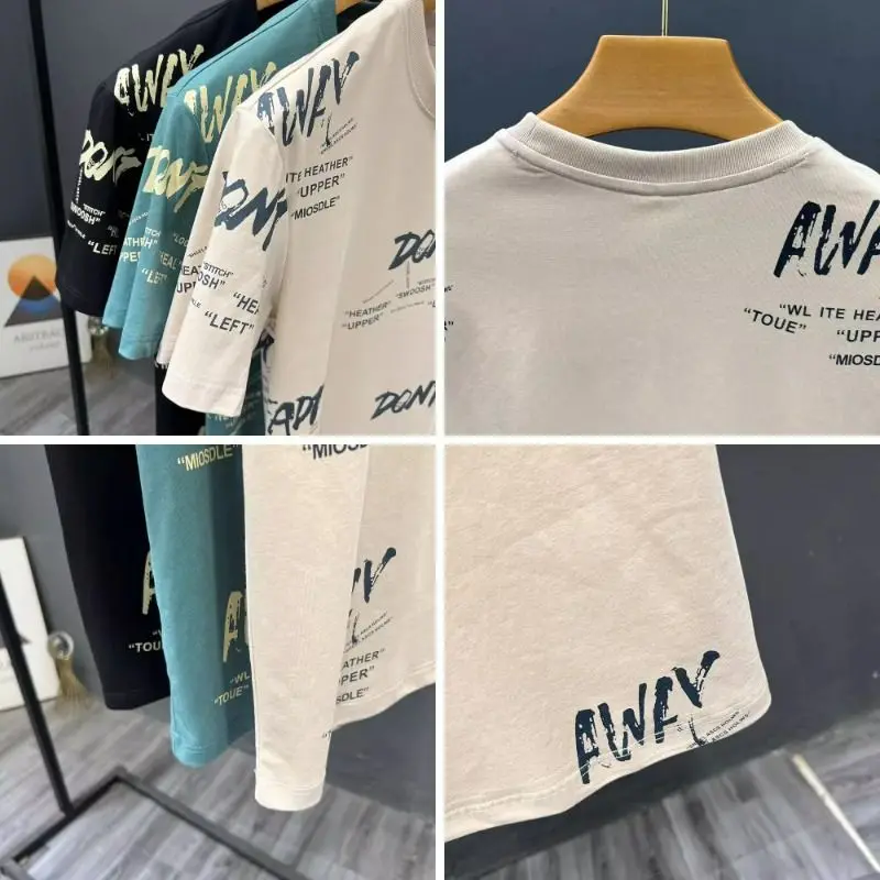 십대들을 위한 루즈핏 레터 프린트 반팔 티셔츠 여름 패션 캐주얼 반팔 탑 청소년 창의적 흥미 프린트 라운드넥
