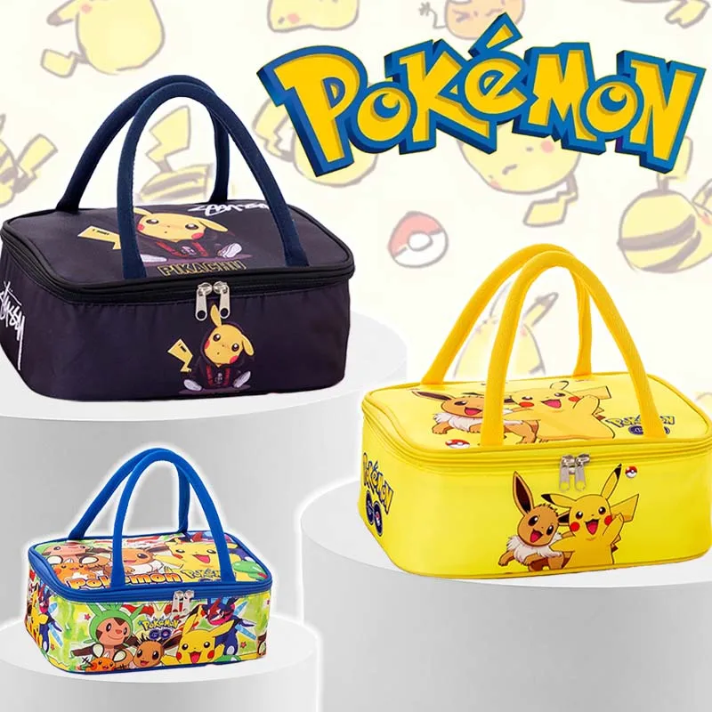 Pokemon Pikachu Insulated Lunch Box Bag Thickened Student Portable Lunch Bag Men and Women Large Capacity Travel Lunch Bag Gifts