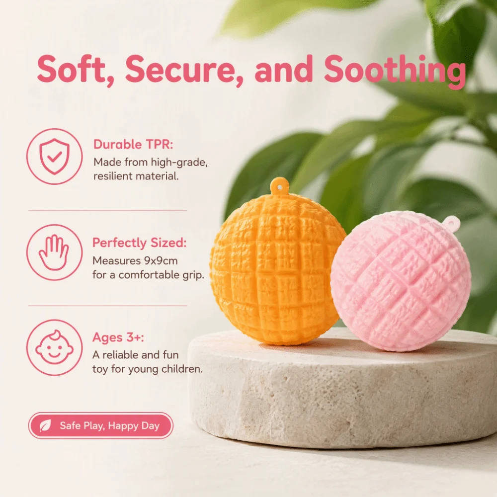 Portable Food-Shaped Pineapple Bun Squishy Moldable Non-Bounce Noodle Squeeze Crunchy Soft TPR Sensory Fidget Ball Adults