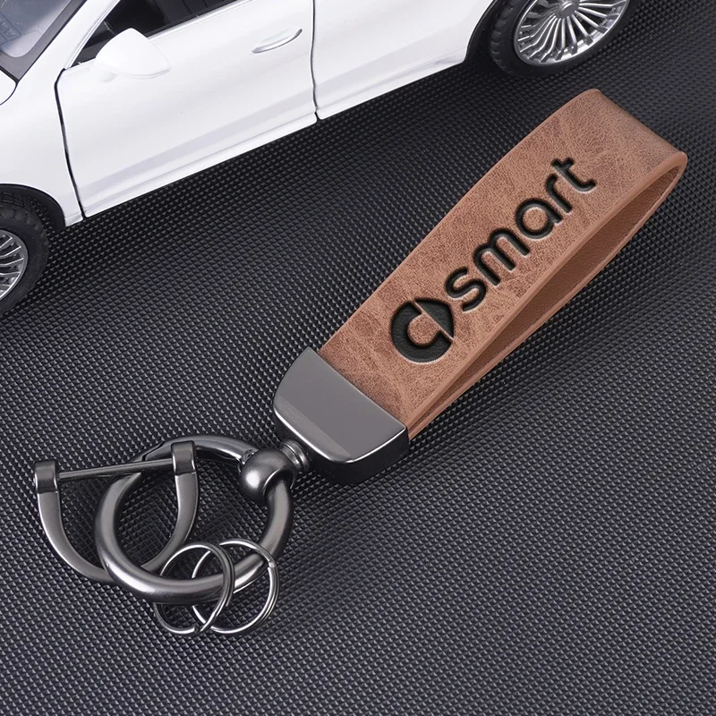 Car Key Organizer Leather Loop with 360° Swivel Ring Compatible with Smart Fortwo 452 451 454 Forfour 450 453 Coupe 4
