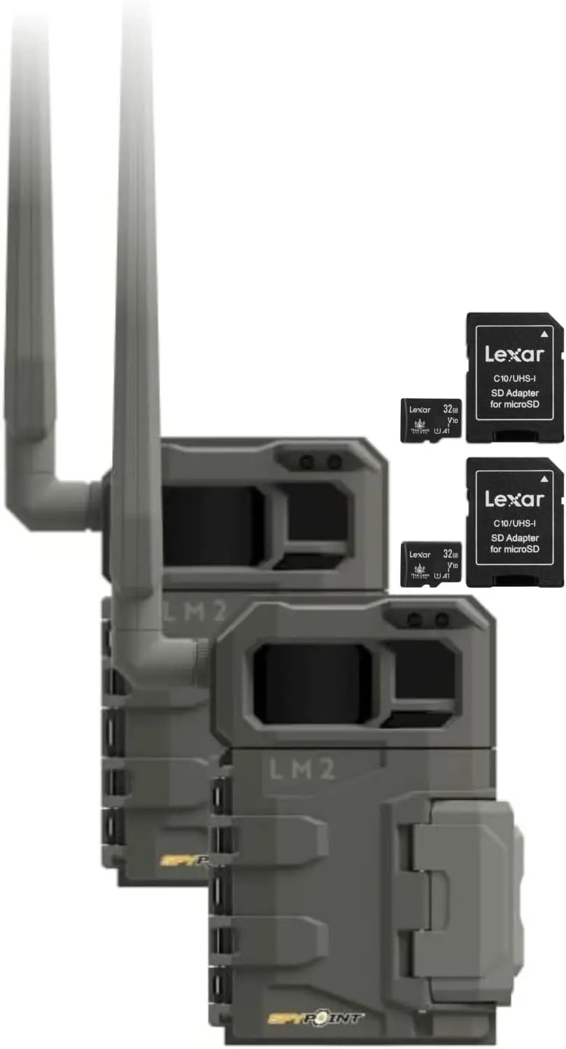 LM2 Twin Pack Cellular Trail Camera - 20MP Photos, Infrared Game Night Vision Photos, 90' Flash Trail Camera & Detection Range