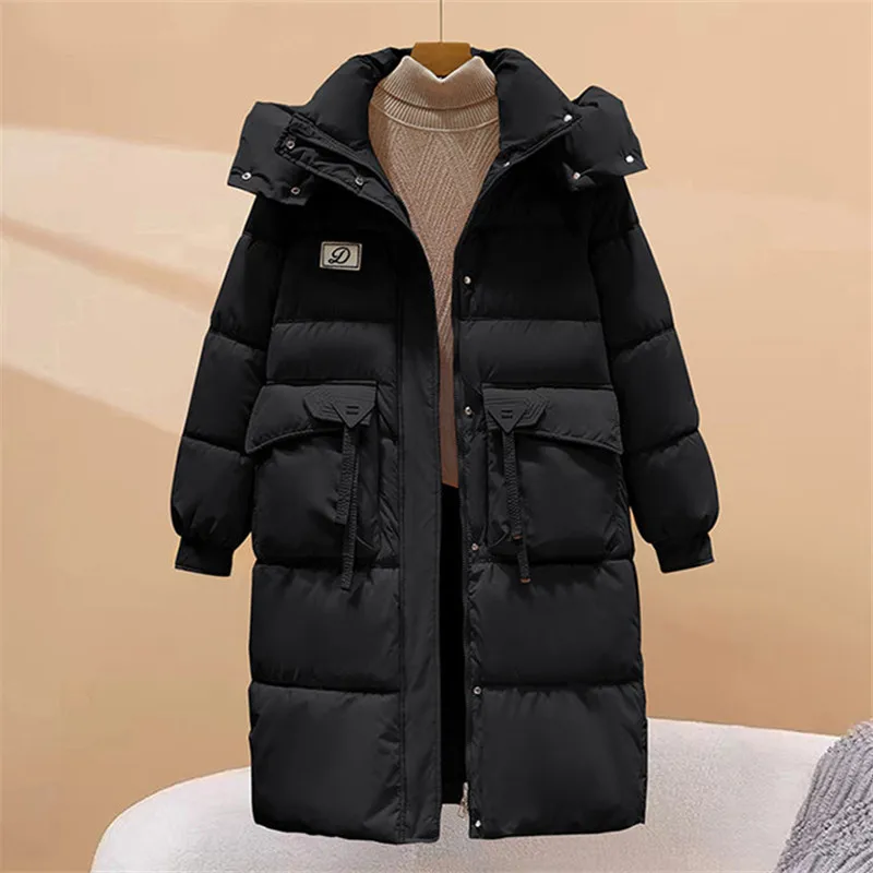 

2025 Winter New Down Cotton-padded Jacket Women's Hooded Medium To Long Outerwear Female Thicken Keep Warm Parkas Coat
