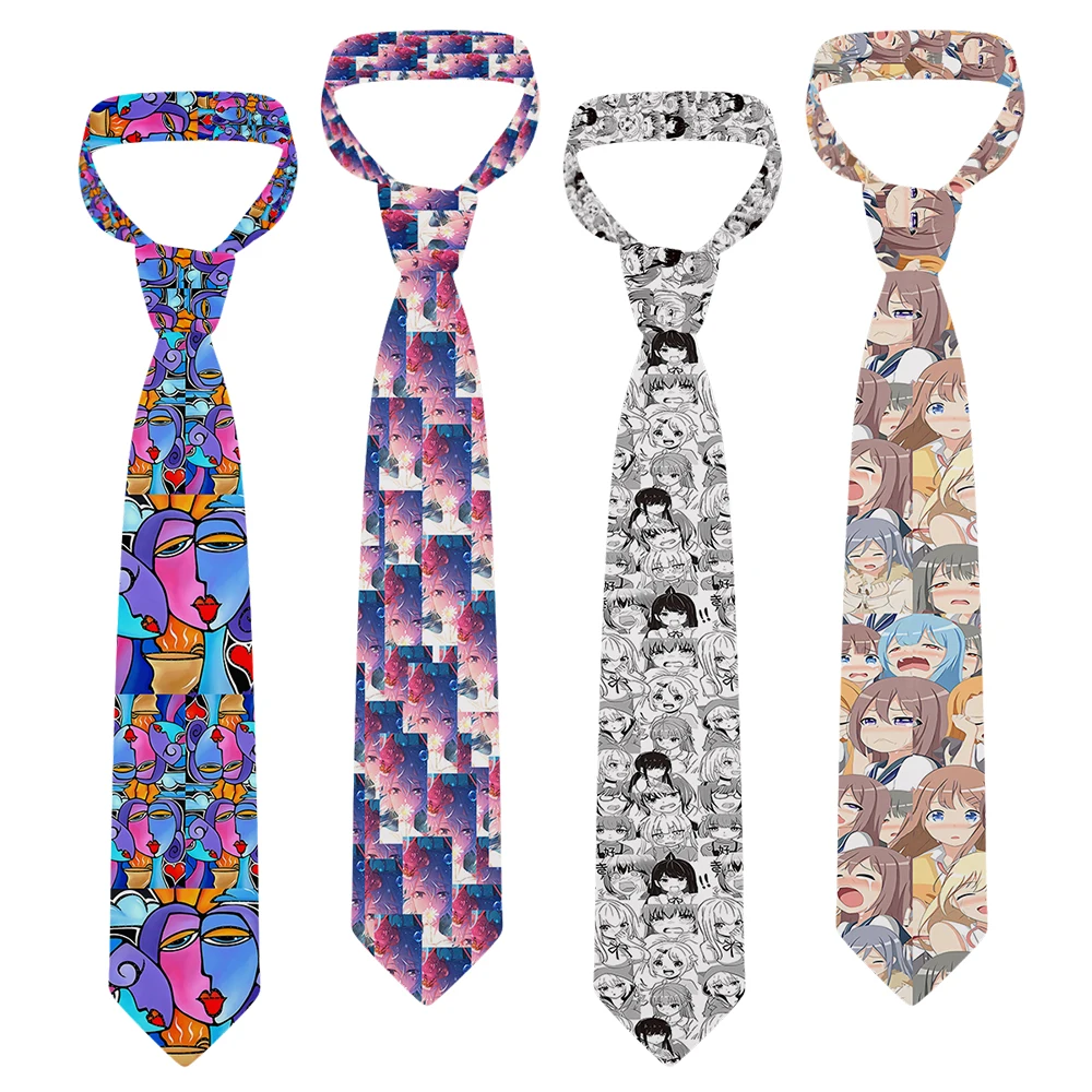 Cartoon printed men's tie fashion casual new 8cm creative tie accessories wedding party business gifts unisex