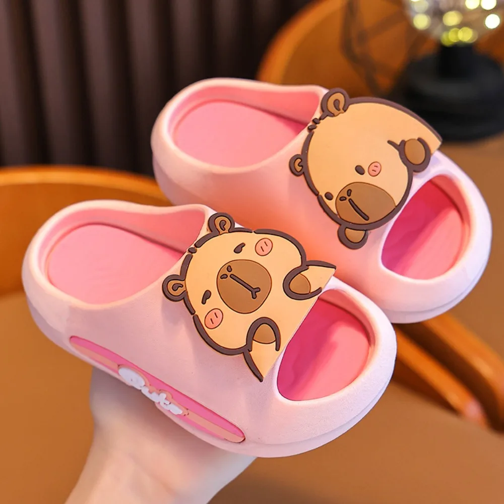 

Cartoon Cute Capybara Slippers Anti Slip EVA Cartoon Animal Slippers Platform Solid Color Children's Bathroom Sandals Summer
