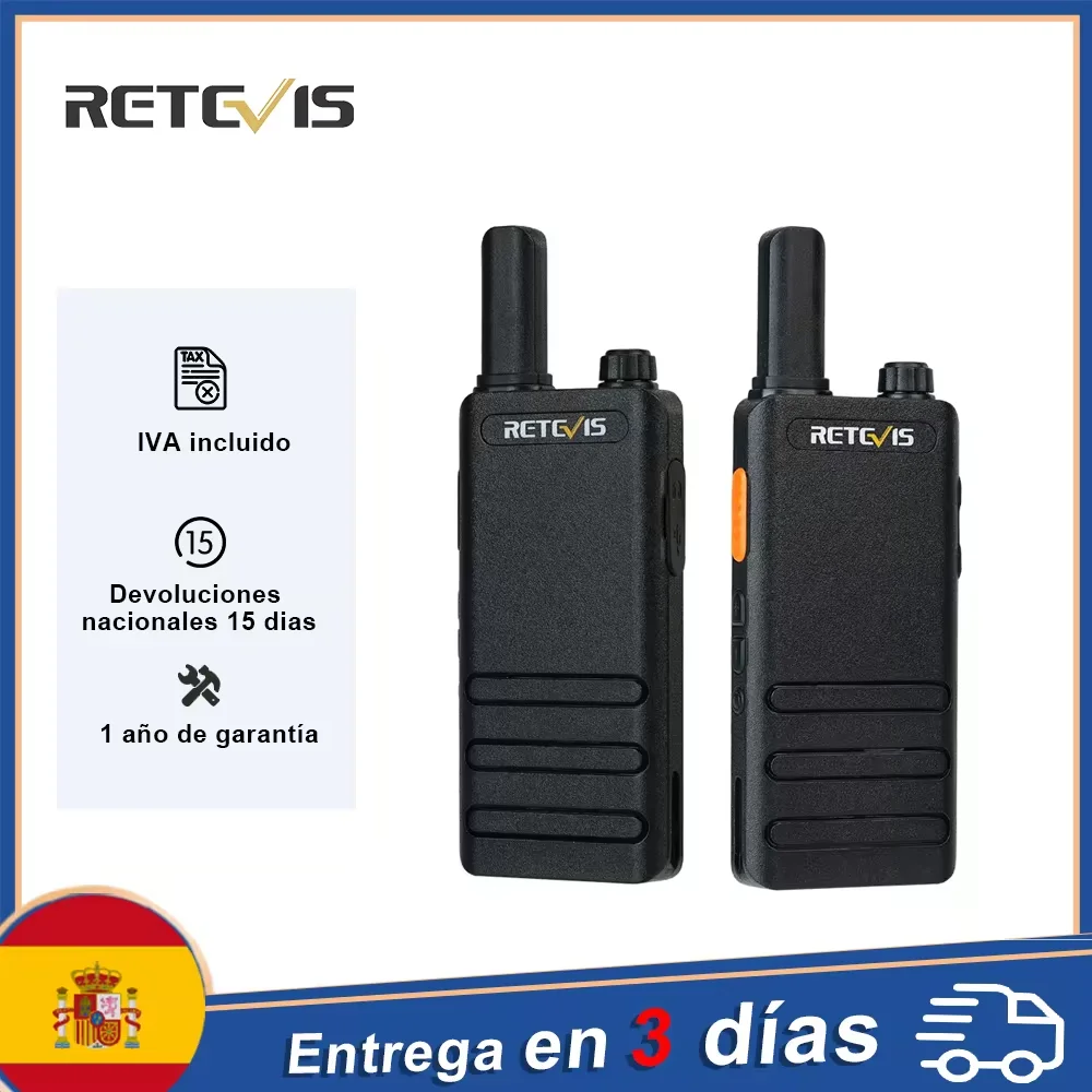 Retevis RT622P (B63) Nueva versión del mini walkie talkie ultrafino RT22 de 15 mm PMR446 Radio bidireccional profesional tipo C VOX para la familia