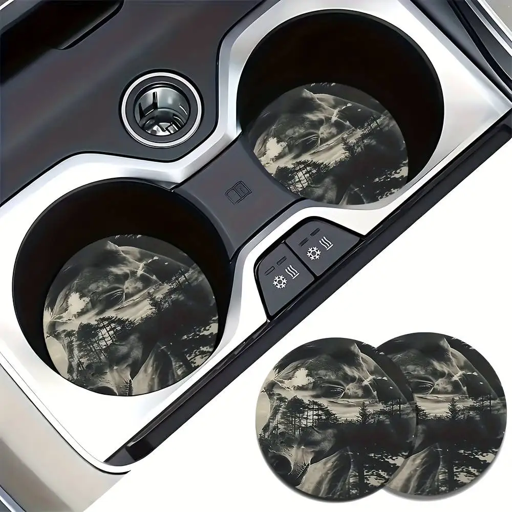 2-Pack EVA Car Cup Coasters. Leak-proof & Shock-resistant Easy-clean Road Trip Essential Car Interior Organizer.