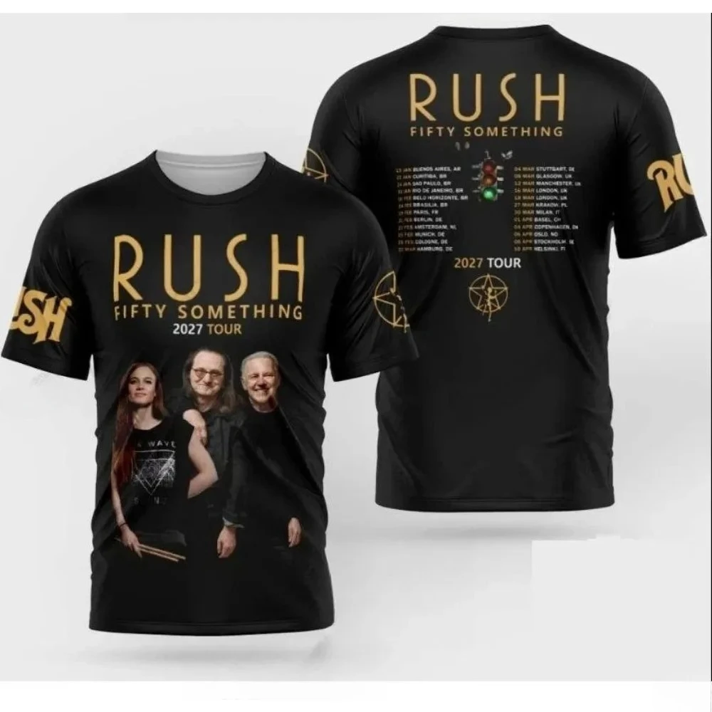 Rush Tour 2027 3D Printed Men's and Women's Short-sleeved T-shirts Hip-hop and Rock T-shirts Retro Tops Streetwear Men Clothing