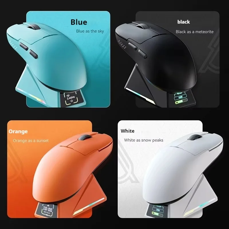 Ajazz Aj159 Apex Tri-Mock Examination Bluetooth 2.4g Wireless Mouse Paw3950 Game E-Sports Mouse Charging Base Custom Gift Mouse