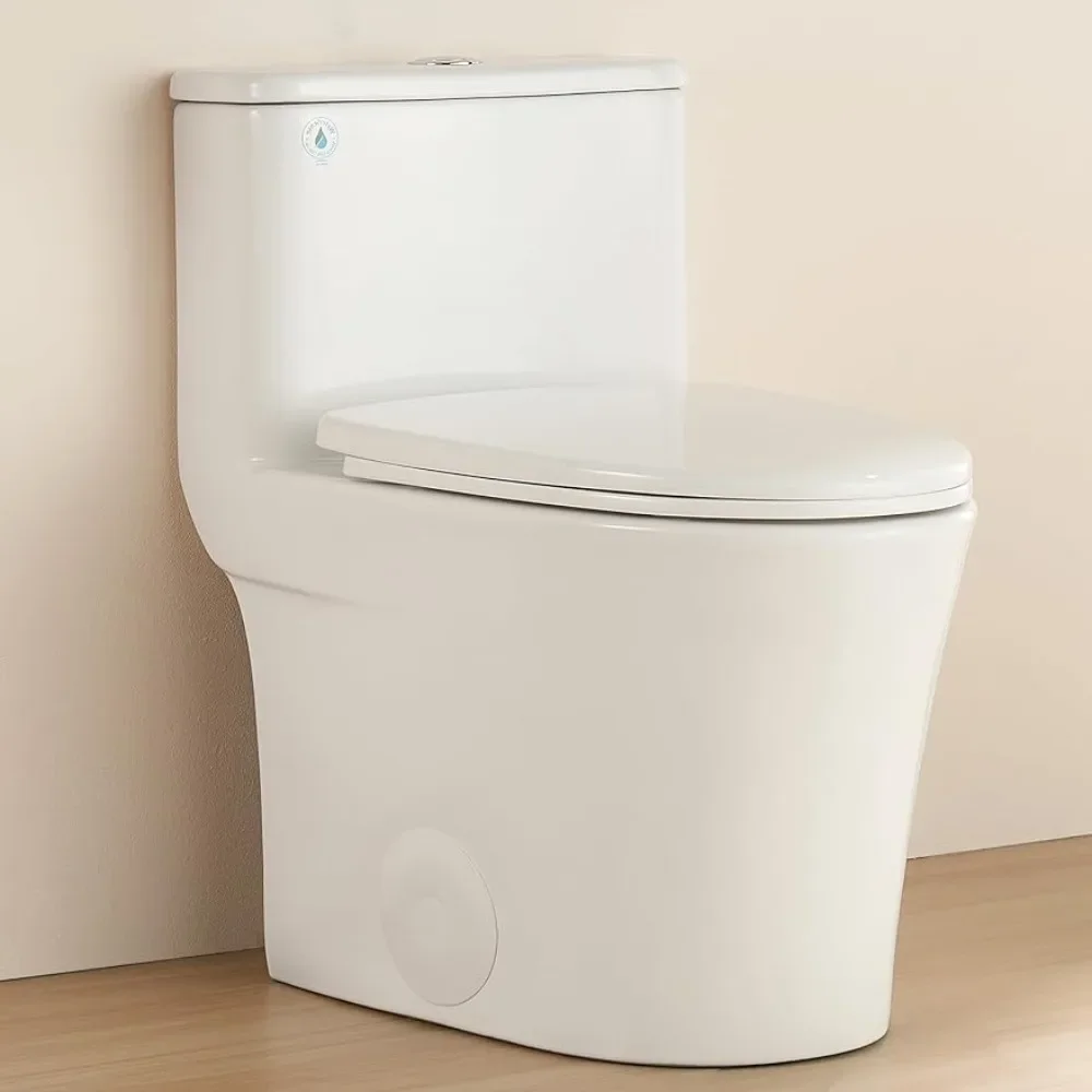 

Compact One Piece Toilet, Small Toilet for Bathroom with Comfort Wider Chair Seat, Modern Toilets Powerful Flush Tall Hight 12''