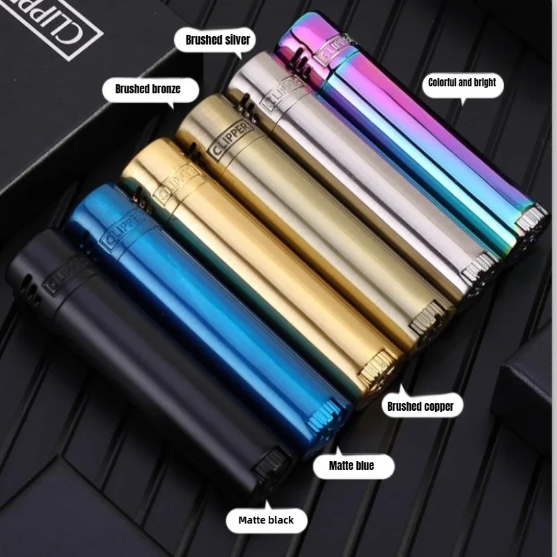 CLIPPER Metal Butane Gas Lighter Windproof Direct Spray Blue Flame Belt Gift Box Lighter Smoking Accessories Small Tool