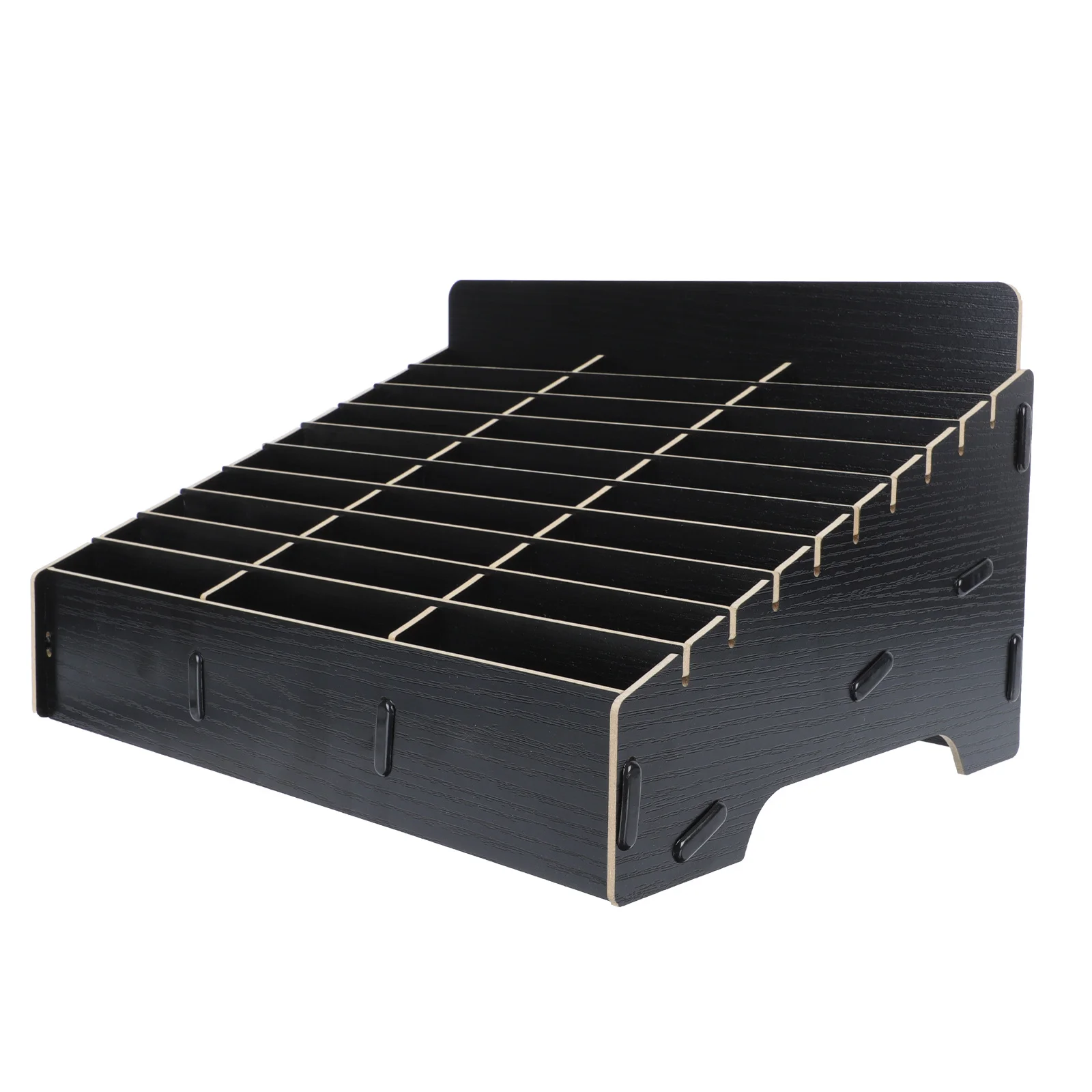 

1Pcs Phone Storage Box Black Wooden Multi-Grid Mobile Phone Organizing Box Temporary Classroom Meeting Room Storage Holder