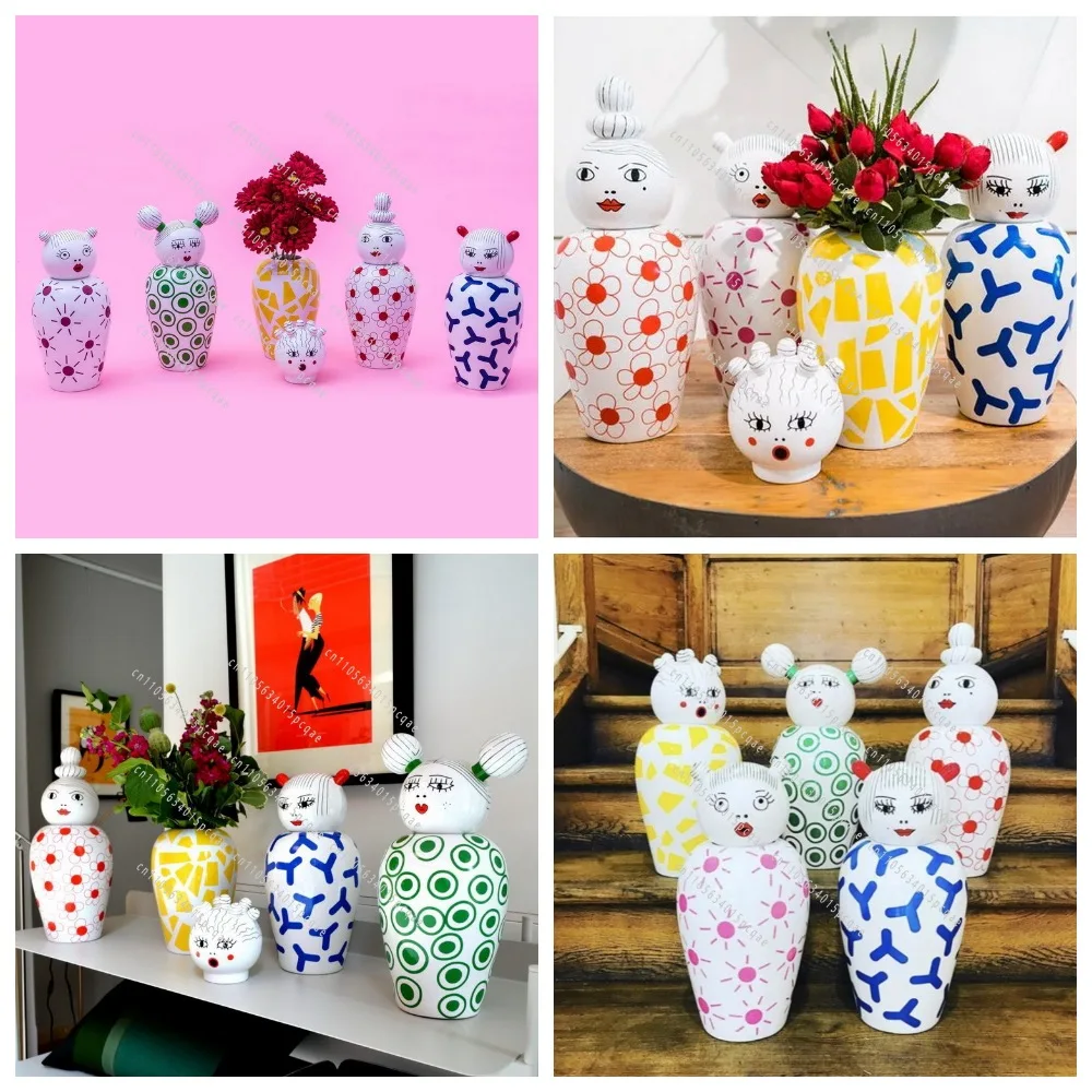 Ceramic Vase Flower Pot, Anti-Drop Five Continents Doll Design, Nordic Home Desktop Ornament, 2026