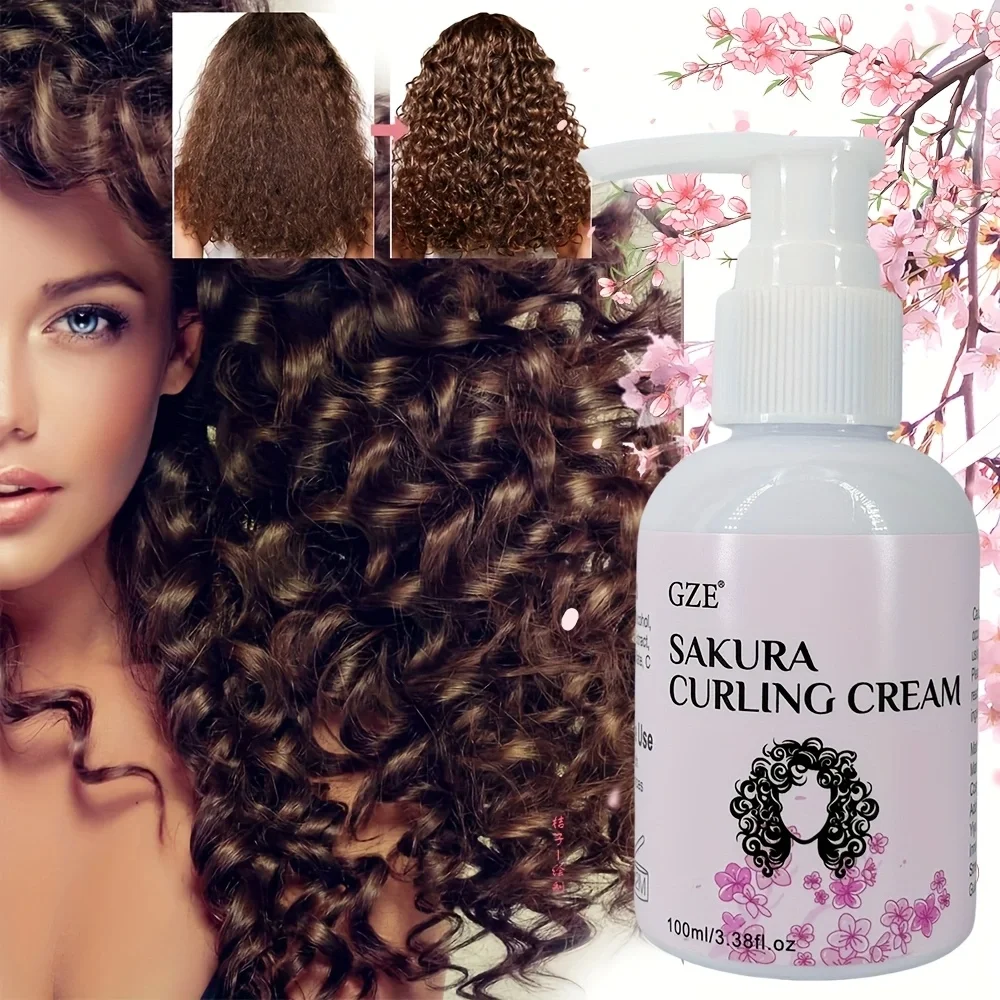 

GZE Sakura Крем для завивки свежих вьющихся волос Увлажняющий крем для укладки вьющихся волос Контроль объема Стойкий блеск и фиксирующий волны