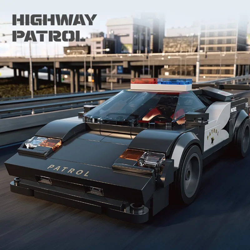 266PCS City Patrol Police Car Building Blocks DIY Model Kit Desktop Ornaments STEM Toy Holiday Gift for Kids Collectors MOC