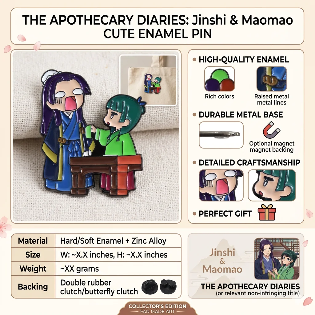 The Apothecary Diaries Emaille-Pin Maomao Jinshi Lustige Anime-Brosche Kusuriya no Hitorigoto Anstecknadel Kleidung Taschen Schmuck Geschenk – Detail 1